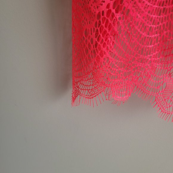 Torrid Womens Skirt Size 1x Neon Coral Orange Lace Overlay Pencil Midi Lined Zip - Picture 6 of 10